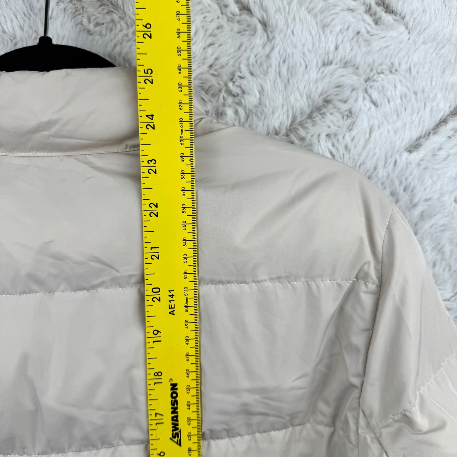 Massimo Dutti Puffer Jacket Small Womens Ivory Water Repellent Quilted Zip Up thumbnail 19