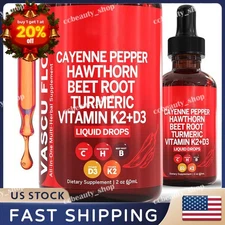 Vascu Flow Cayenne Pepper Liquid Drops Hawthorn Root Vitamin 1PC