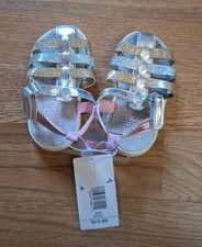 Just One You by Carter's Girls Glitter Gladiator Sandals US Silver Gold Size 4