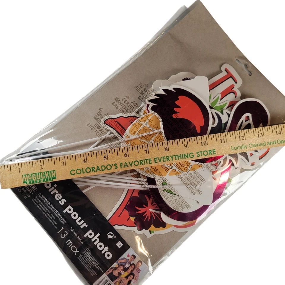 Juego de accesorios de cabina de fotos tropical - 13 piezas Luau decoraciones de fiesta verano primavera Foto 3 de 4