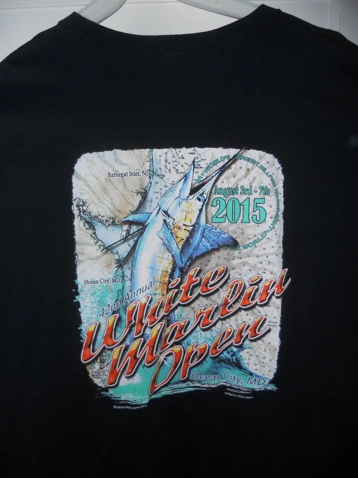 Camiseta abierta vintage 2015 42ª anual Ocean City Maryland marlín blanco 3XL Foto 2 de 4