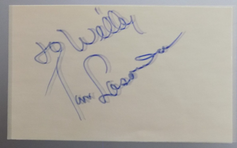 Tom Lasorda Hand-Signed Index Card