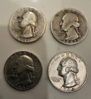 LOT OF 4 WASHINGTON SILVER QUARTERS 1941,  1942-D,  1957-D & 1964