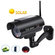 Aumengear Solar Fake Security Camera Bullet Dummy Red Flashing Light