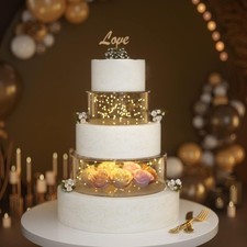 2PCS Acrylic Cake Tier Stand Riser Round Display for Birthday Wedding