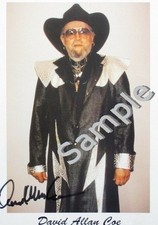DAVID ALLAN COE: Signed Autograph 5x7 Photo RP #11