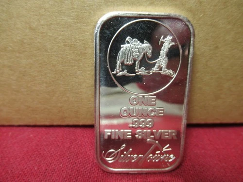 SilverTowne Miner 1 oz. .999% Pure Silver Bullion Art Bar! BU Mint!