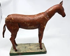 Unique Rustic Folk Art Style 11" Standing Horse Wood & Metal Sculpture Farmhouse