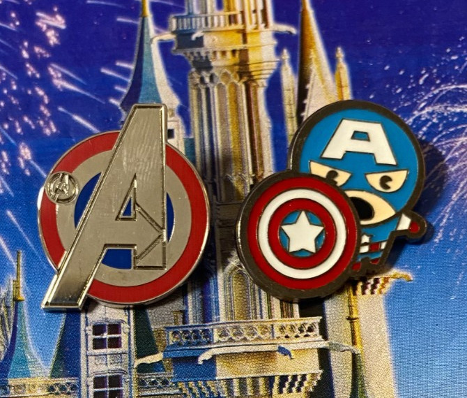 🤩2023 Disney Marvel Avengers A Logo Captain America Hidden Mickey & Kawaii Pins
