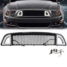 Front Bumper Grill Grille Compatible With 2013 2014 Ford Mustang Wwhite Led