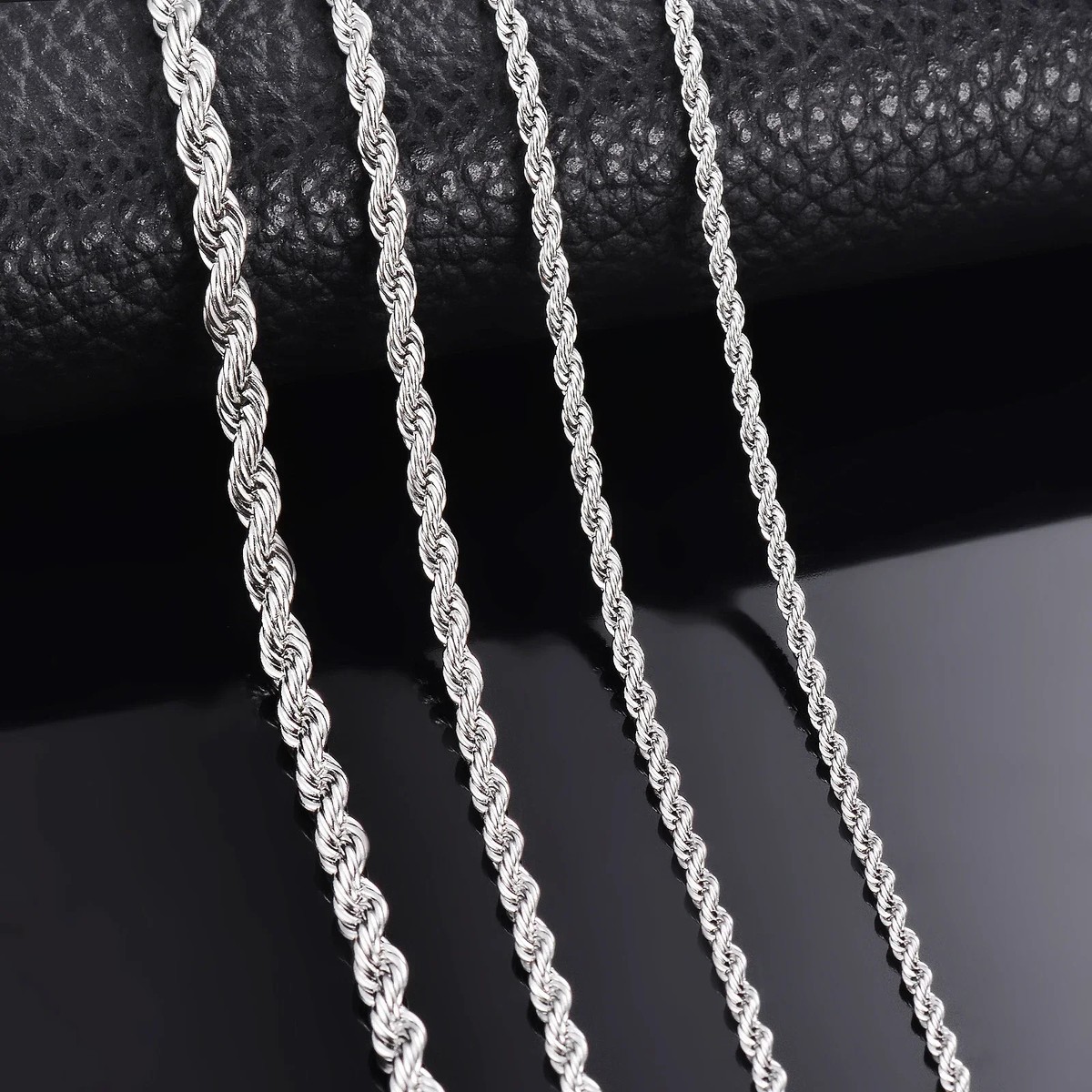 Rope Chain Necklace 925 Sterling Silver 2mm 3mm 4mm Men Classic