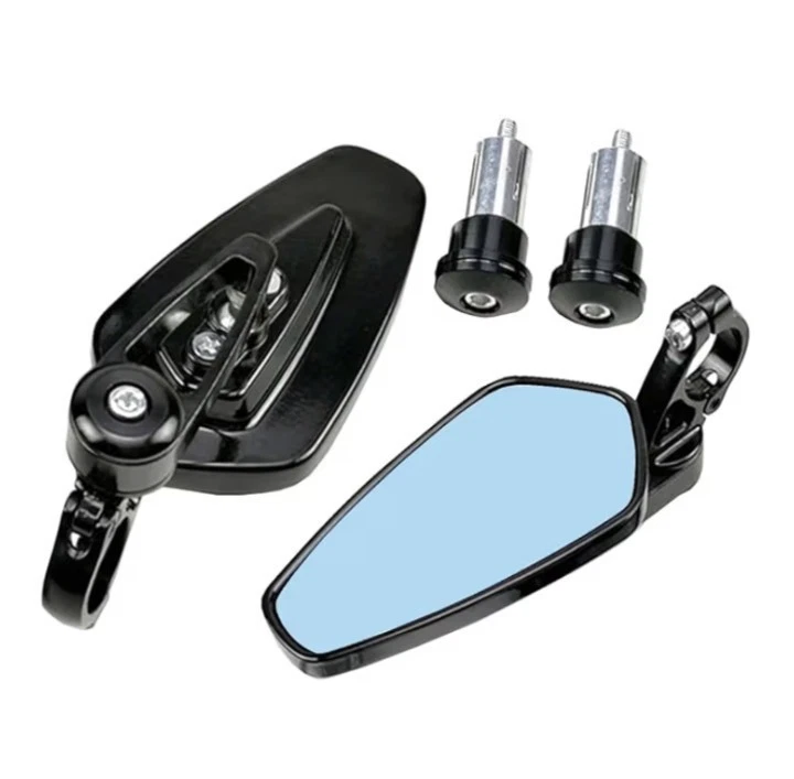 Rétroviseurs moto embout de guidon aluminium noir moto street café racer - Photo 3/4