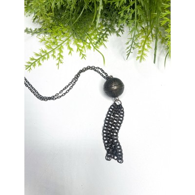 Victorian Ball Sphere Tassel Charm Necklace Brass