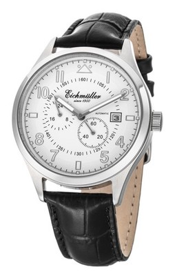 Eichmüller Automatikuhr RE7008 Weiss Lederband Schwarz 41 mm