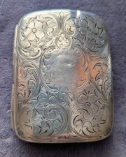 Vintage Sterling Silver (.925) Art Nouveau Cigarette Case Floral  1900-1940