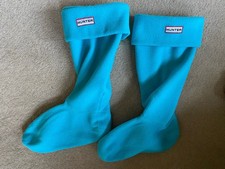 Hunter Turquoise Blue Wellie / Wellington Boots Warm Fleece Socks Size M 3-5