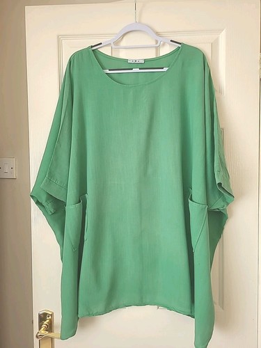 Made In Italy Size 26 28,30,32 Green Comfy Tunic Top Plus Size 26 28 30 32