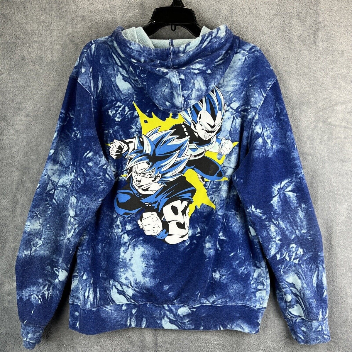 Dragonball Z Super Hoodie Adult Medium Blue Tie Dye Graphic Hooded