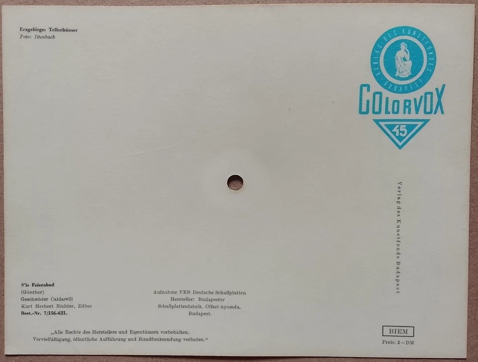 Geschwister Caldarelli Flexi-disc S'is Feierobnd Tonpostkarte Colorvox - Bild 2 von 3