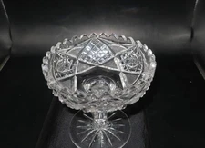 American Brilliant Period ABP Cut Glass Crystal pedestal compote 4 3/4" H
