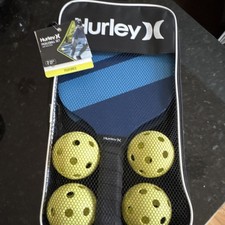 NEW HURLEY Pickleball Set w/ Carry Case 2 Paddles, 4 Balls Comfort Grip -Blue