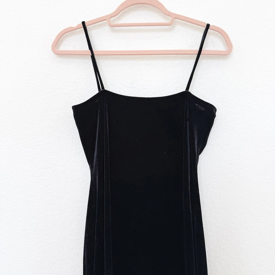 VTG Frederick's Womens Dress Size S Black Velvet Beaded Lace Maxi Y2K Whimsigoth - Image 3 of 4