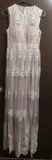Anthropologie BHLDN Jones Dress Sz 0 Tan Slip And White Lace Cover Wedding Dress