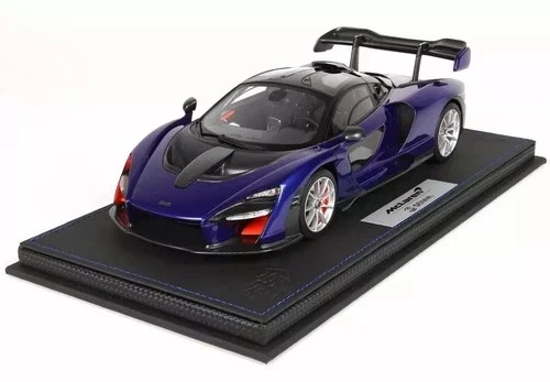 BBR McLaren Senna 1/18 Metal Car Blue 2018 Model with Case Used - Image 2 of 4