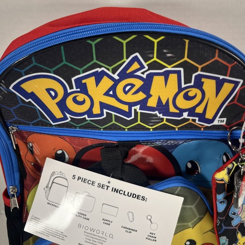 Pokemon Backpack 5 Piece Set Pikachu Bulbasaur Lunch Bag NWT School - Picture 7 of 18