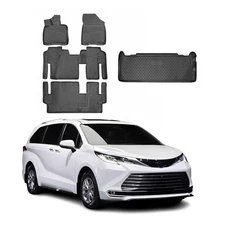 Floor Mats & Cargo Liner Full Set for Toyota Sienna 2021-2025 8 Seats Black