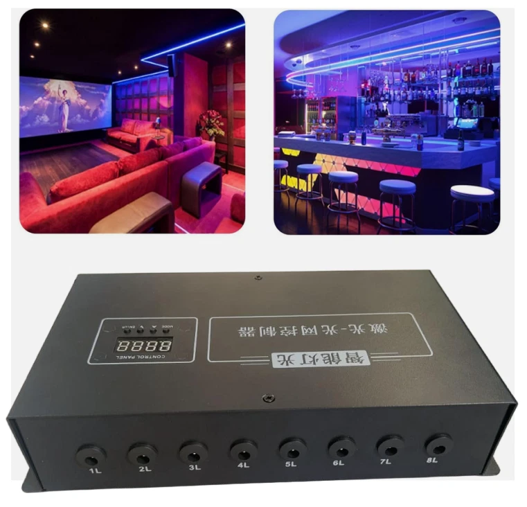 Controlador LED RGBW 8x8A Decodificador con Pantalla Digital 8 Canales DMX512-8CH
