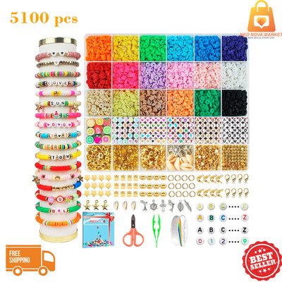 5100 PCS Clay Beads Bracelet Making Kit Jewelry DIY for Girls Boys Crafts Set