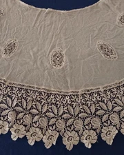Vintage Schiffli French Lace Collar Dress Trim Shawl Bodice Ecru
