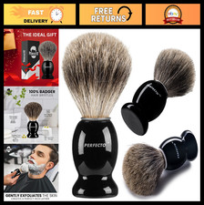 100 Pure Badger Shaving Brush - Black Handle for Safety Double Edge Razors