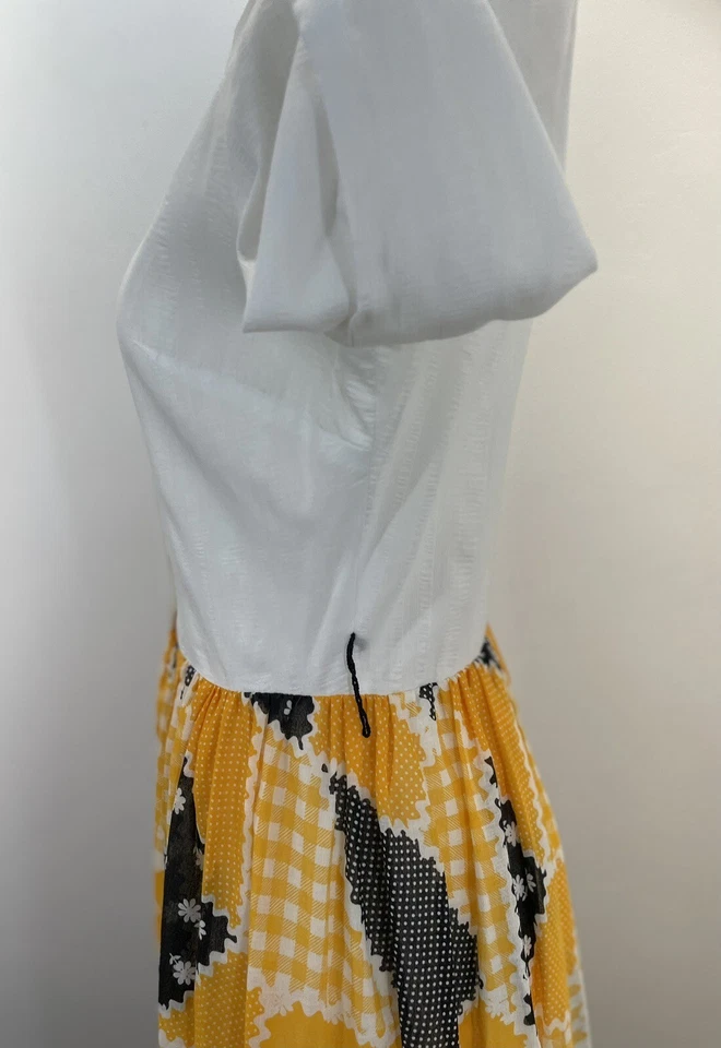 VTG 70s Hostess Dress Maxi Patchwork Print Sparkly Gown SZ M - Image 4 of 4