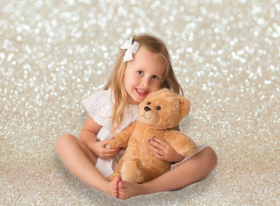 Fondo de manchas de bokeh blanco marfil (no brillo) fondo de baby shower dorado marfil Foto 2 de 4