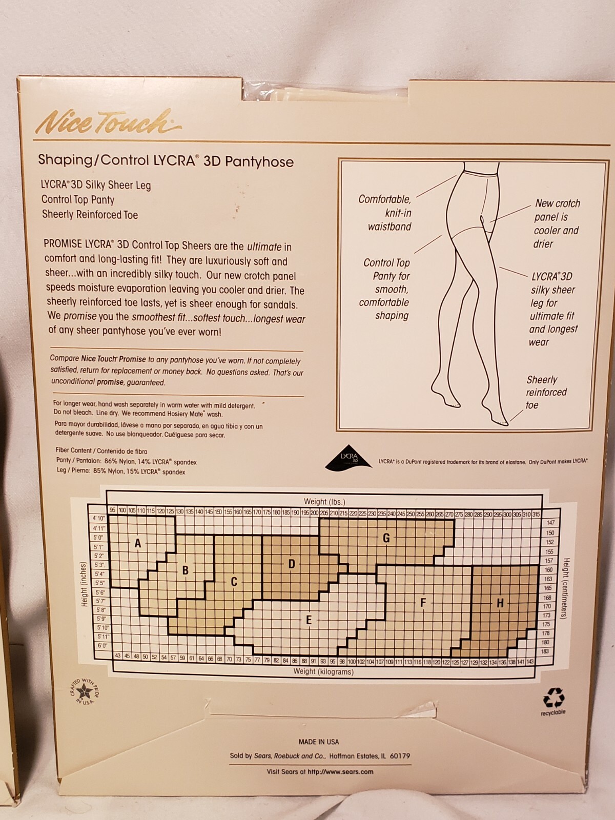 RARE Nice Touch SHAPING CONTROL Day Sheer CONTROL TOP PANTYHOSE Size A