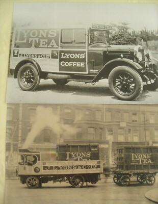 2 Lyon Tee Fahrzeug Fotos Lieferwagen 1920er große Nachdrucke 13'' x 10''
