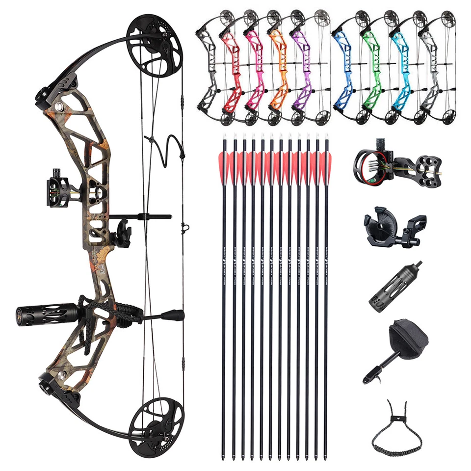 TOPOINT Compound Bow Set 19-70lbs Adjustable 320FPS Archery Hunting Target Shoot - Image 2 of 4