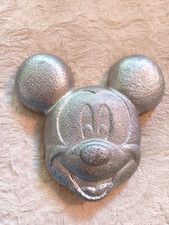 Vintage Handmade Poured Lead Mickey Mouse Paperweight Folk Art Heavy 4 x 4
