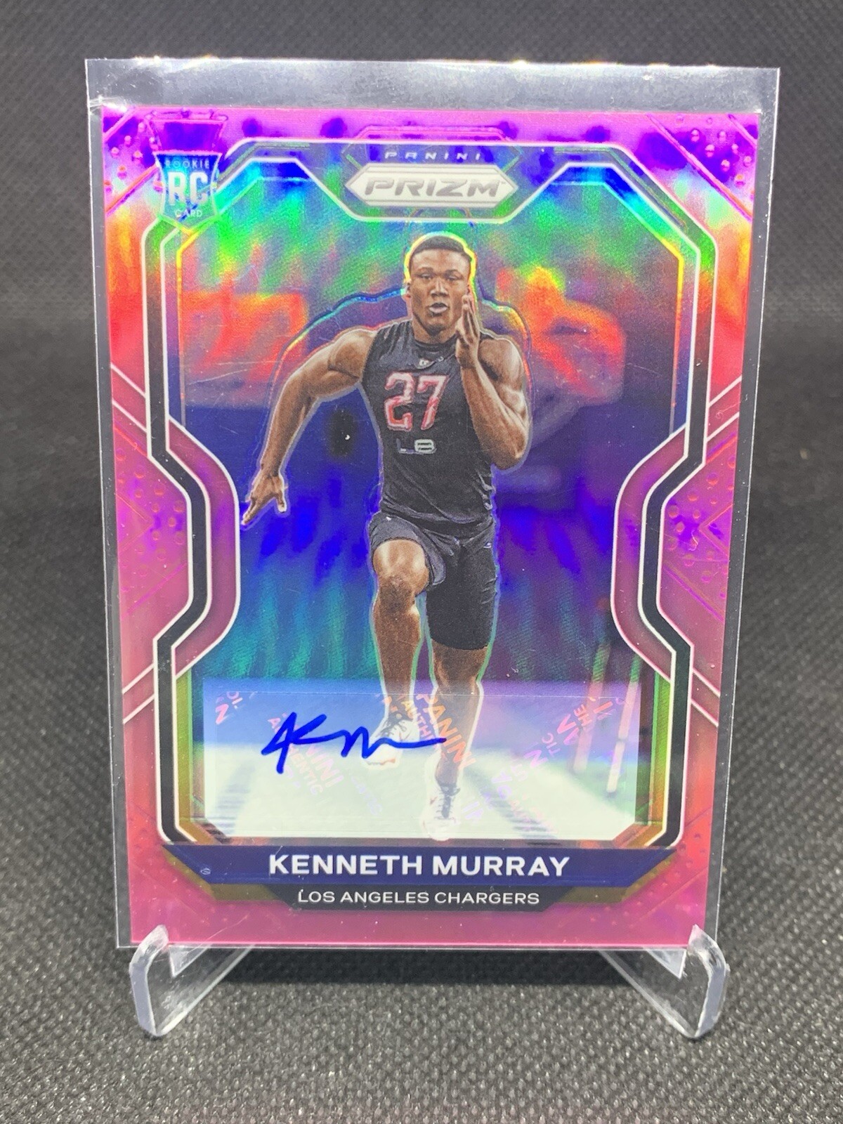 2020 Panini Prizm Kenneth Murray RC Auto Pink Prizm #327 Chargers Cowboys