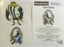 2010 SELECT HERALD SUN COLLINGWOOD TATTOO FOOTBALL CARD