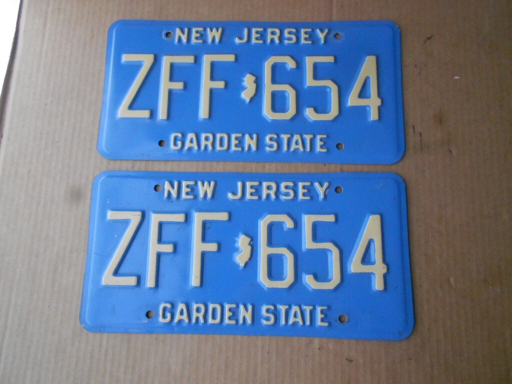NJページ 1980's NJ New Jersey ZFF-654 License Plate Pair Garden State