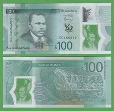 Jamaica 100 Dollars 2022 P-97 UNC Polymer Banknote Caribbean Money Commemorative