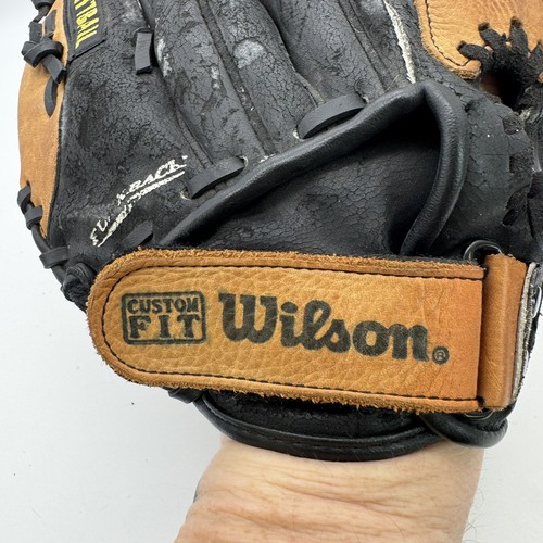 Wilson Elite A2477 13" Leather Softball Glove RHT Black/Brown Oversize Pocket - Picture 5 of 10