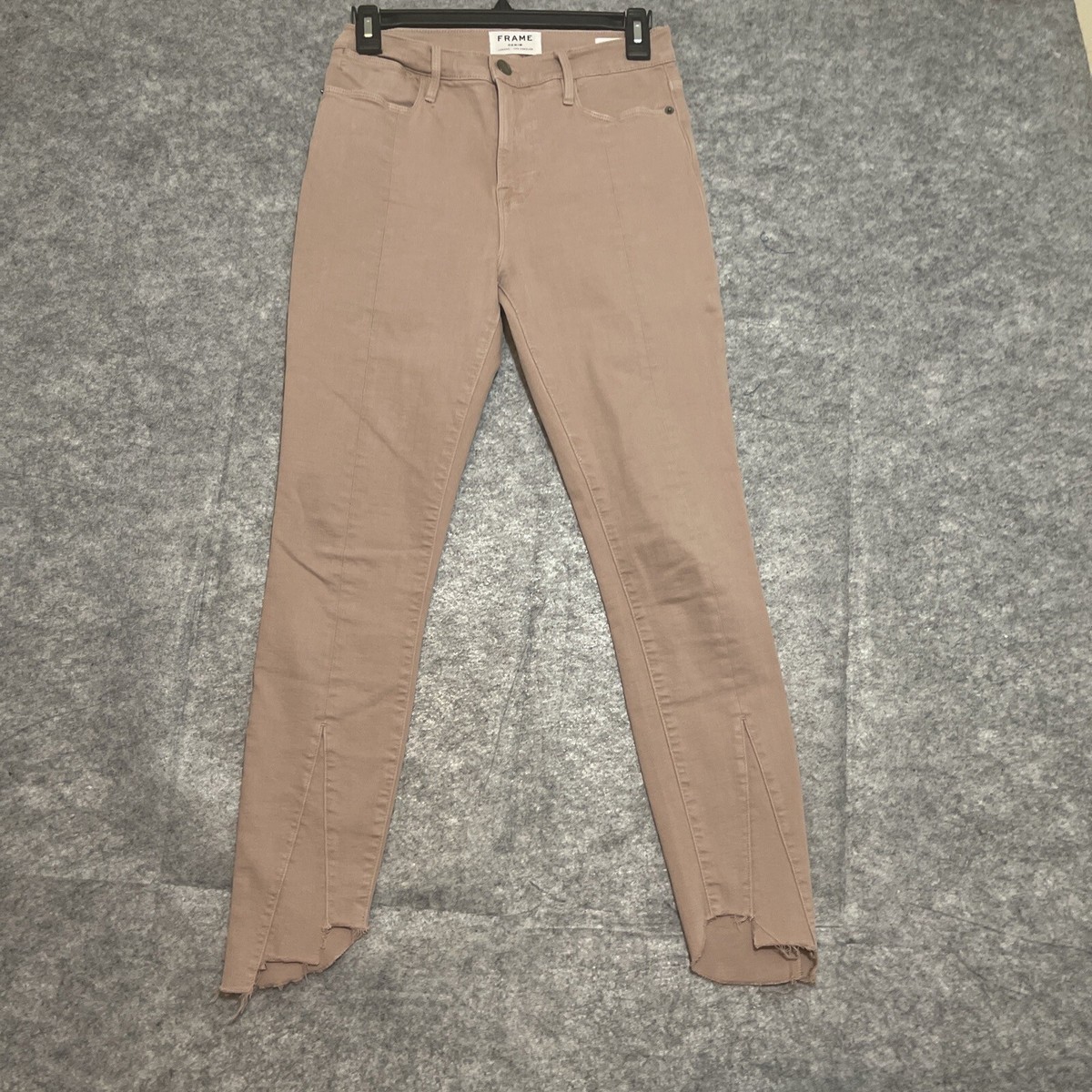 Frame Le High Skinny Dusty Rose Jeans Womens 27 Fray Hem Ankle