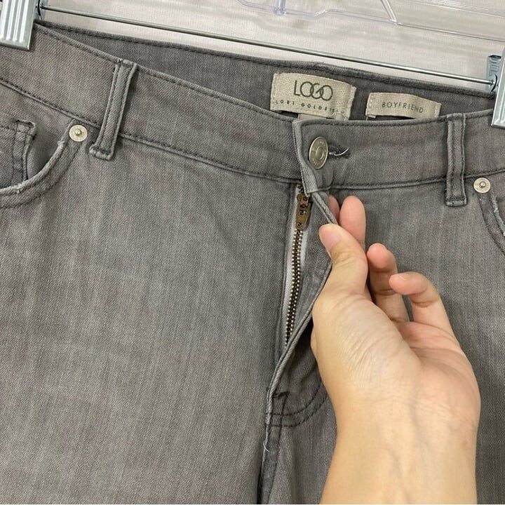 LOGO by Lori Goldstein Gray Patchwork Detail Boyf… - image 4