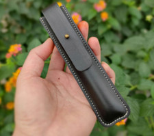 pen bag holder cover protective pouch sheath cow Leather handmade black H560