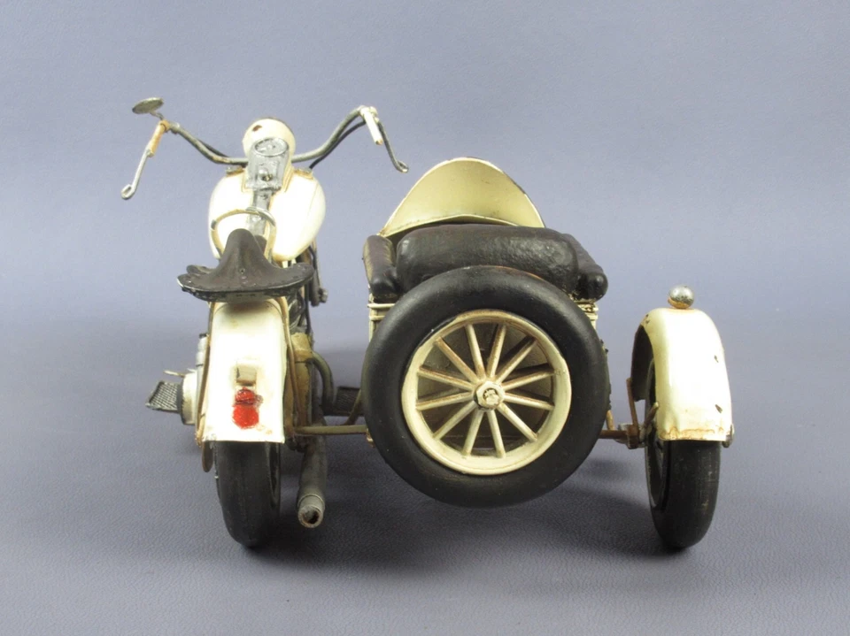 Motorcycle Model with Sidecar in Vintage Metal Craftsmanship from the '60s - Image 4 of 4