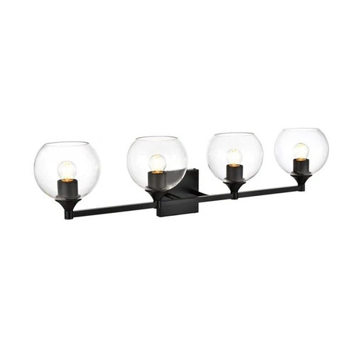 Living District Foster 4-Light Iron & Glass Bath Sconce in Black/Clear - Picture 3 of 6